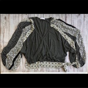 Women's grey waffle boho top size small